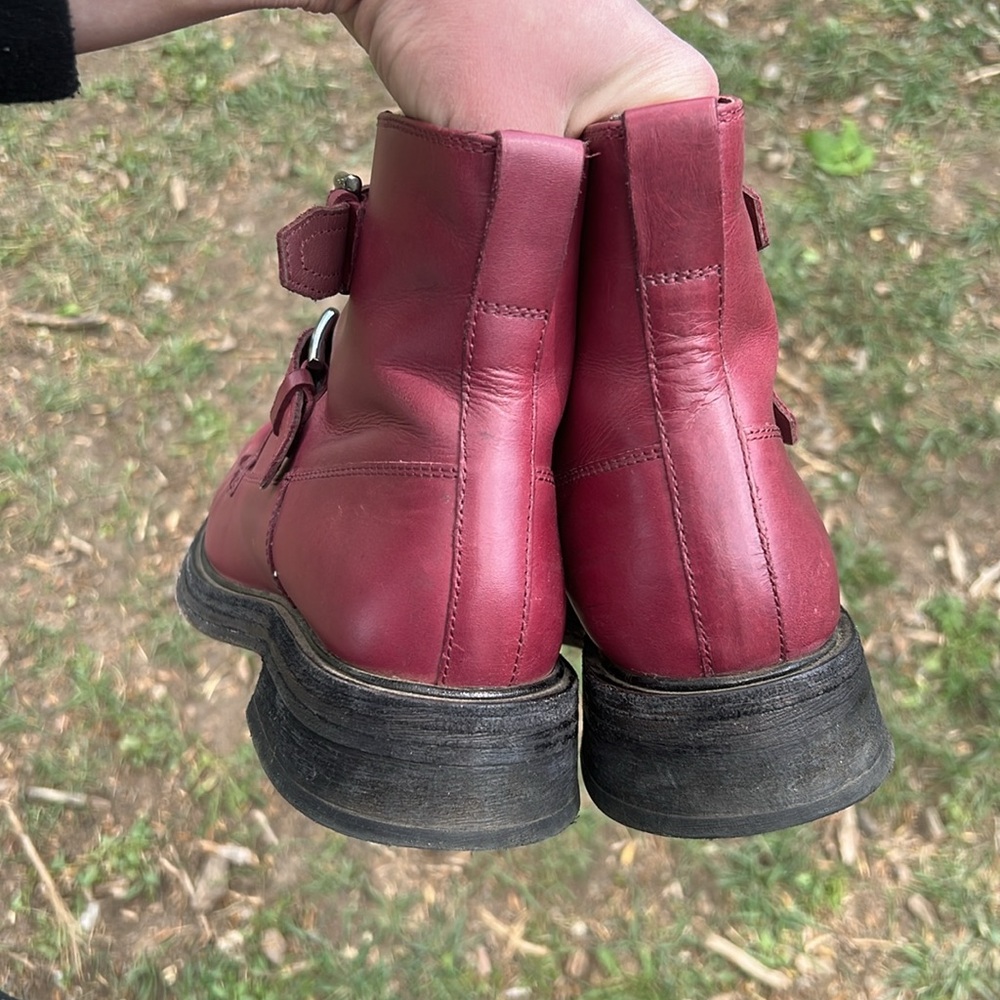 Free people leather Burgundy Buckle Ankle Boots - Picture 6 of 8